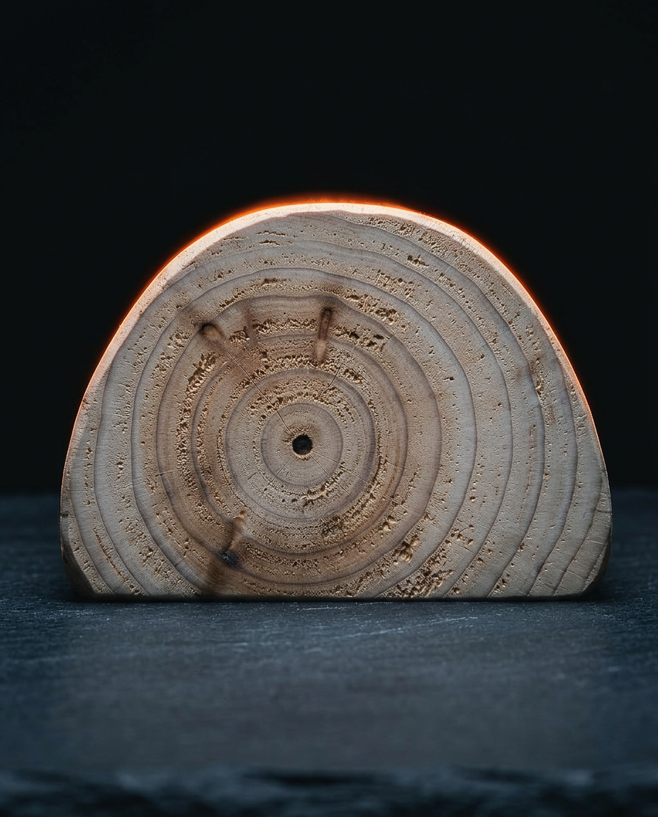 End profile of the wooden neck rest showing its rounded half-moon curve