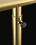 Close-up of the height-adjustment locking knob on the cart's gold post
