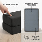 Infographic showing the high-resilience foam core inside the foot rest