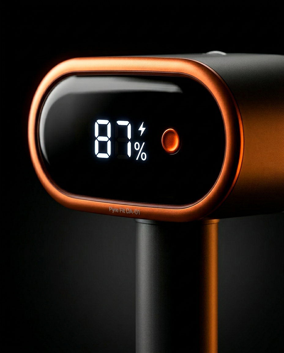 Close-up of the fabric shaver LCD showing 87 percent battery charge