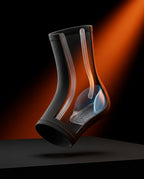 Cutaway of the ankle sleeve revealing flexible TPU support stays and gel insert