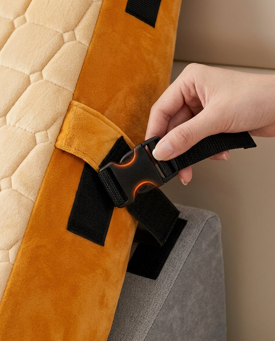 Hand fastening adjustable side-release buckle strap on the wedge pillow