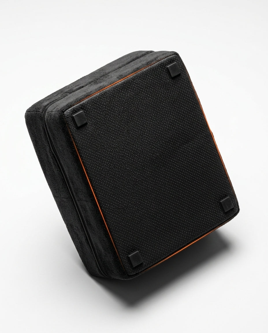 Underside of the foot rest showing the non-slip base with rubber grip feet