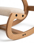Close-up of the bolted assembly joint on the kneeling chair frame