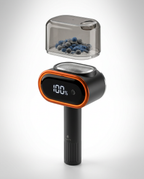 Fabric shaver with detachable lint chamber lifted off, full of collected pills