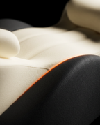Macro of the dual-layer cream foam over black base on the support pillow
