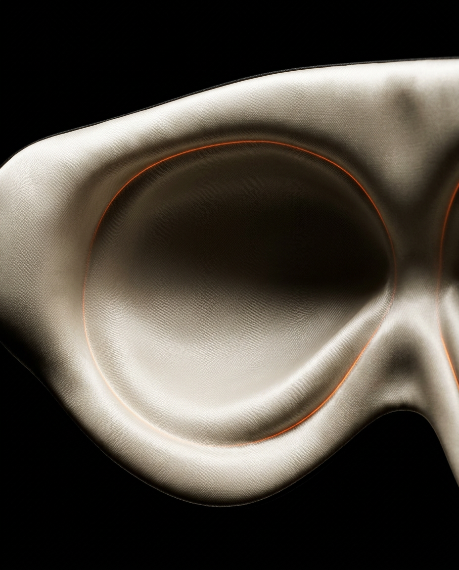 Close-up of the 3D molded eye cavities inside the contoured sleep mask