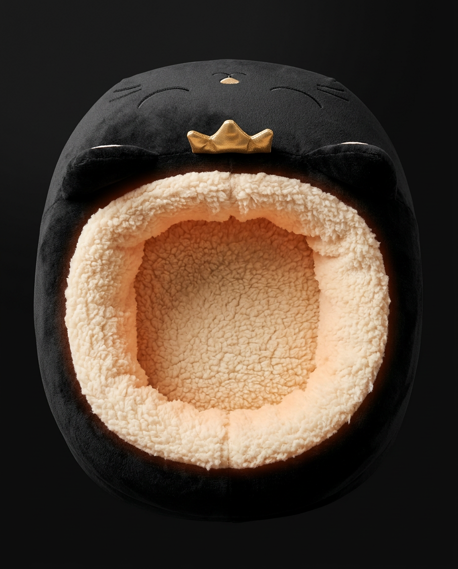 Close-up of foot warmer opening with soft cream sherpa interior