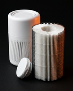 Pleated HEPA filter cartridge removed from the desktop air purifier