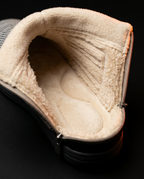 Plush sherpa interior lining and insole of the heated house slipper