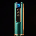 Close-up of the cupping massager's LCD intensity bar and control buttons