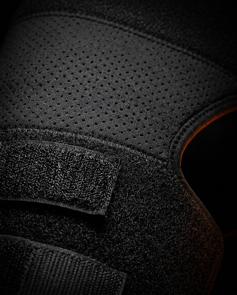 Macro of the breathable perforated neoprene texture on the wrap