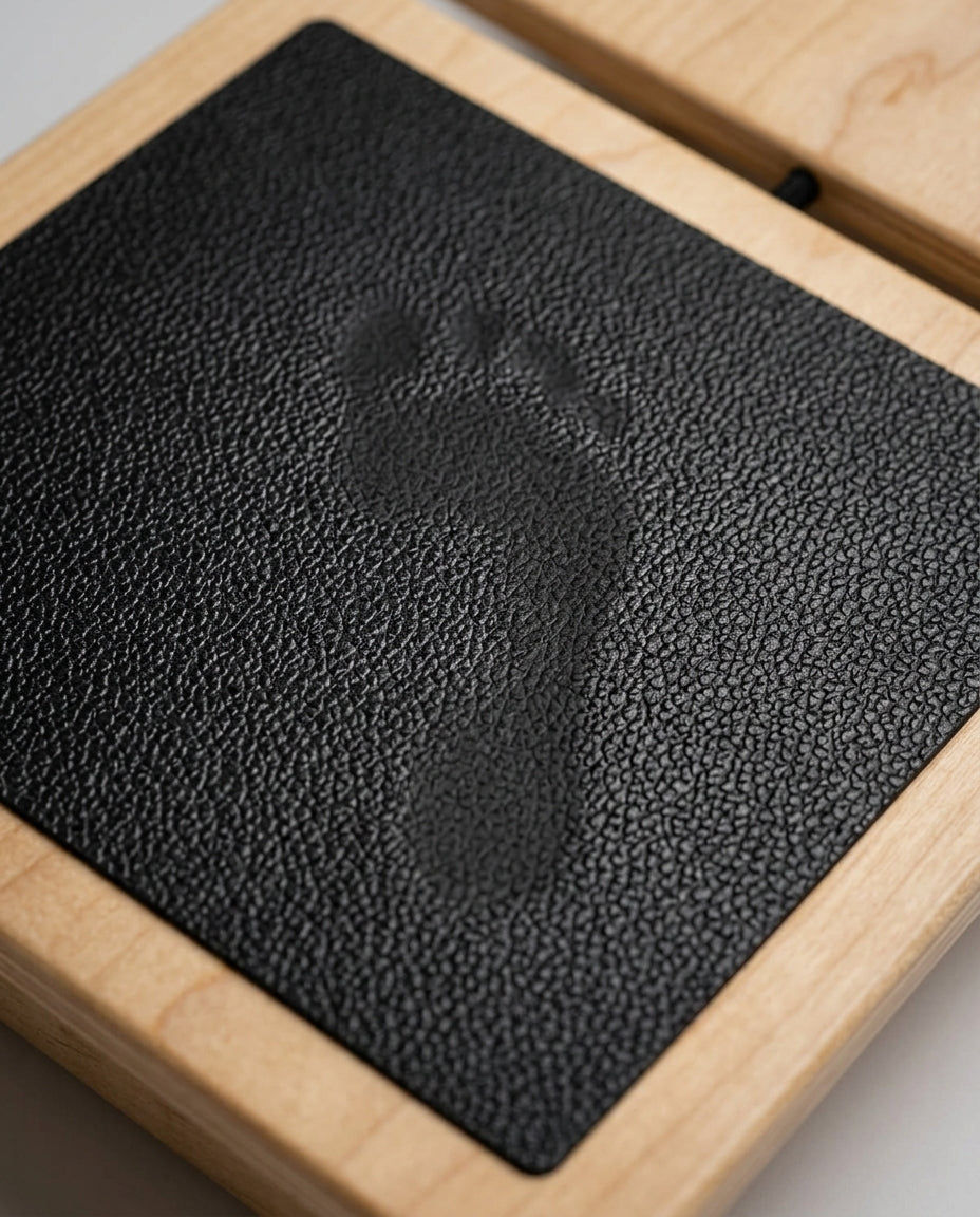 Macro of the textured non-slip foot pad with footprint on the balance board