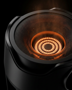 Top view of the dryer's glowing ozone sanitizing heating element