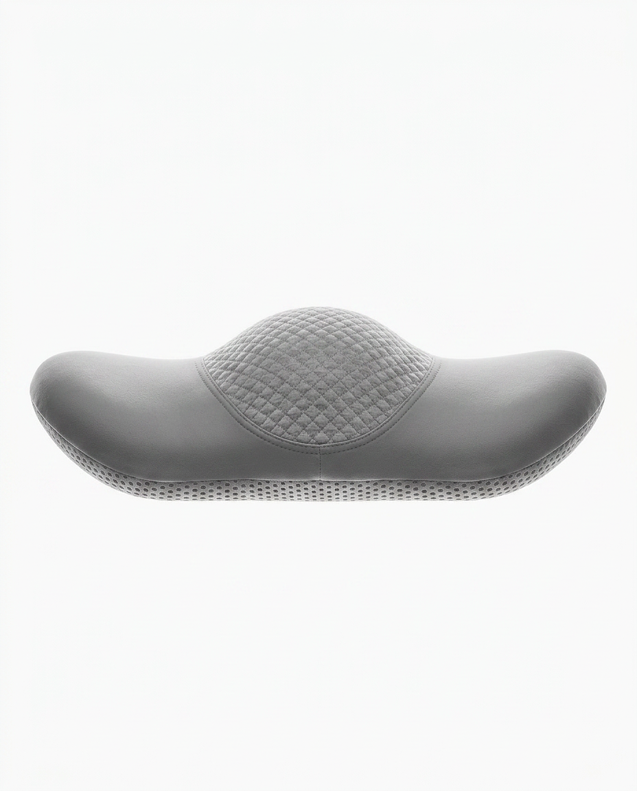 Side profile of the contoured low-profile ear relief pillow