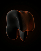 Sculpted wing contour of the neck reset cushion lit with orange edge light