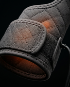 Macro of the wrist cuff stitching and Velcro closure on the heated wrap