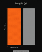 Yoga towel size guide showing 72 by 24.8 inches and centimeter dimensions