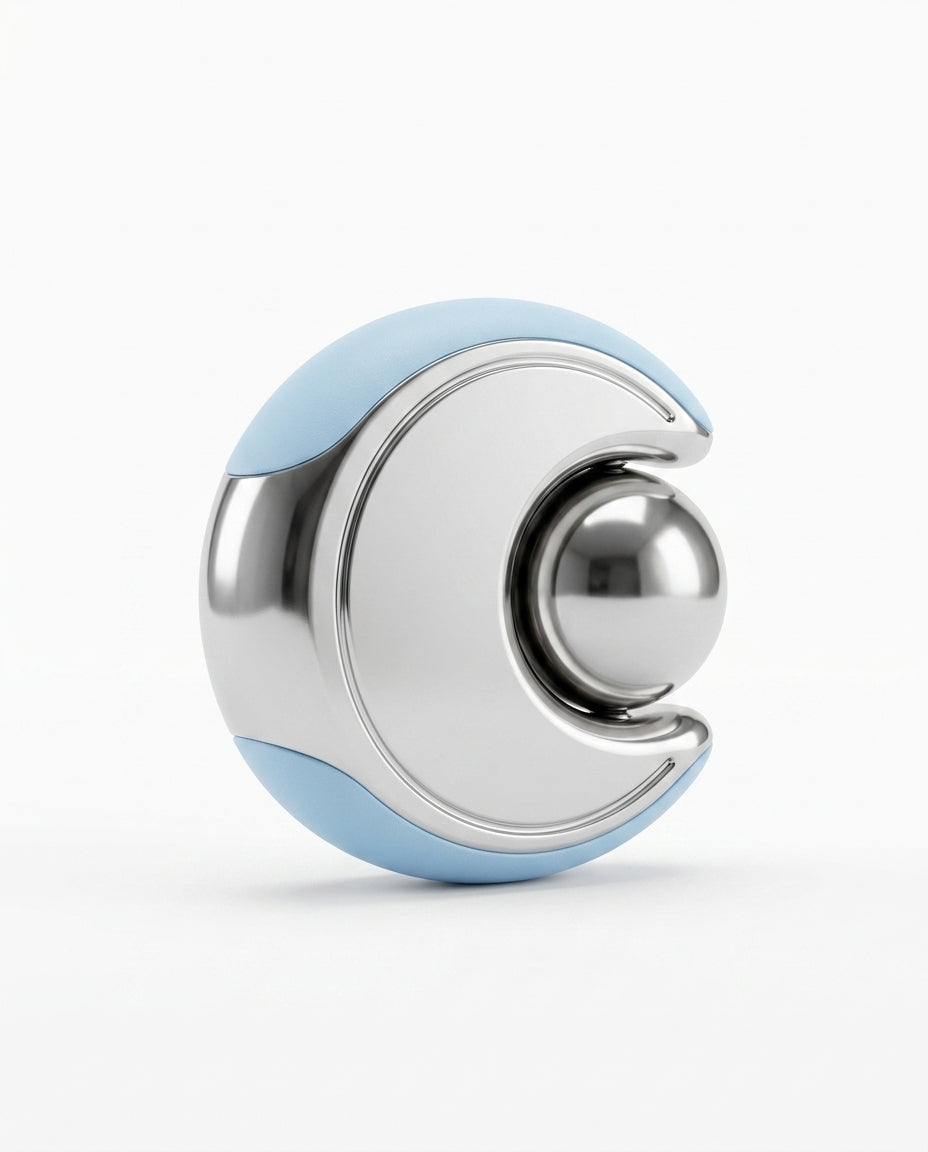 Sky blue variant of the cold facial reset device, studio shot on white