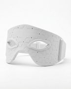 White LED eye mask packshot showing hexagon-patterned outer surface