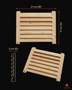 Dimensions infographic of the sauna ventilation grille width, height and depth