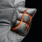 Inflated air compression wrap on the mat with glowing orange seams