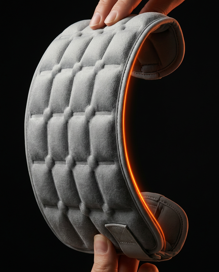 Hands flexing the grey gel pad into a curve to show its flexibility