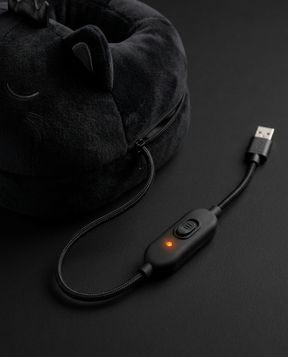 USB power cable with inline controller switch and orange indicator