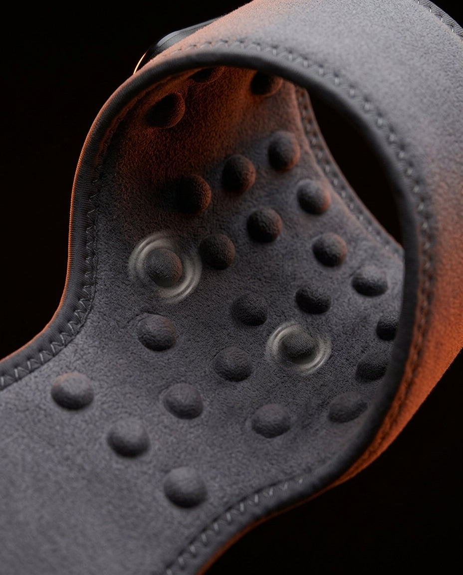 Macro of the soft interior lined with raised vibration massage nodes