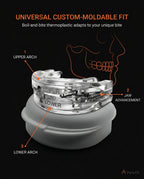 Fit diagram of the boil-and-bite mouth guard arches with a jaw illustration