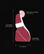 Size guide infographic with bed backrest dimensions in inches and centimeters