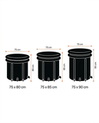 Size guide comparing the three ice bath tub heights in centimeters