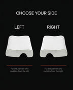 Choose-your-side guide comparing left and right orientations of the couples pillow