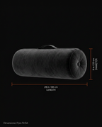 Size infographic showing the bolster length and diameter in inches and cm