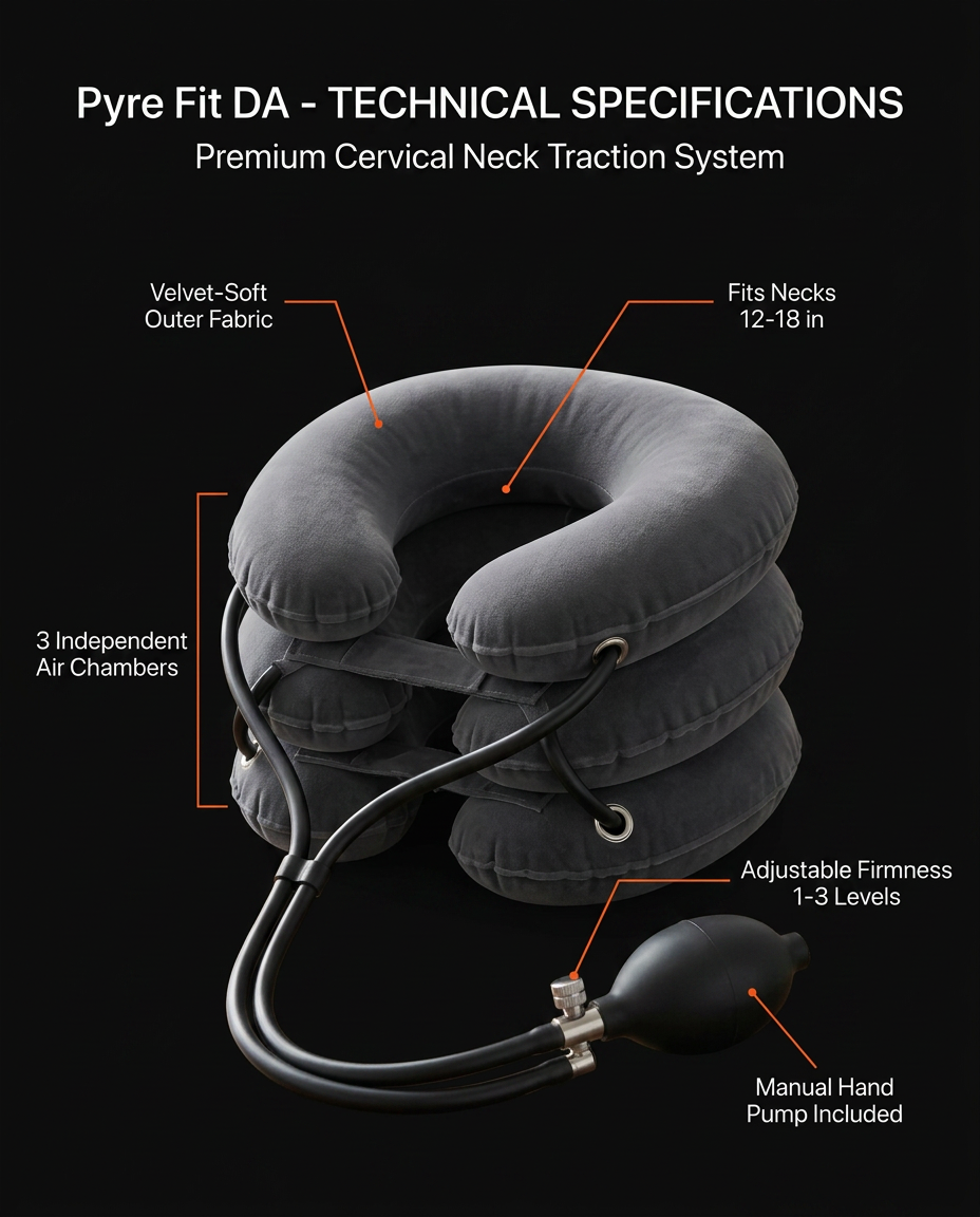 Neck traction specs: velvet fabric, three air chambers, hand pump