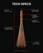 Bamboo roller specs: 19.7 in long, 55 rods, hardwood handle, 4.2 oz