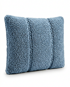 Haze blue sherpa lumbar support pillow, three-channel design on white