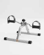 Silver pedal exercise bike, insert-type assembly version, on white