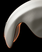 Macro of the contoured blackout nose bridge seal on the silk eye mask