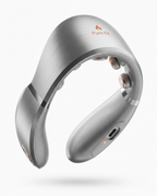 Back view of the silver cordless neck massager with USB-C charging port