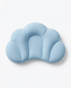Top view of the blue cloud-shaped contour pillow with central head cradle