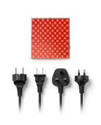 Red light panel shown with EU, US, UK and AU plug cable options