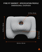 Specification profile with the sleep pillow's dimensions in inches and centimeters