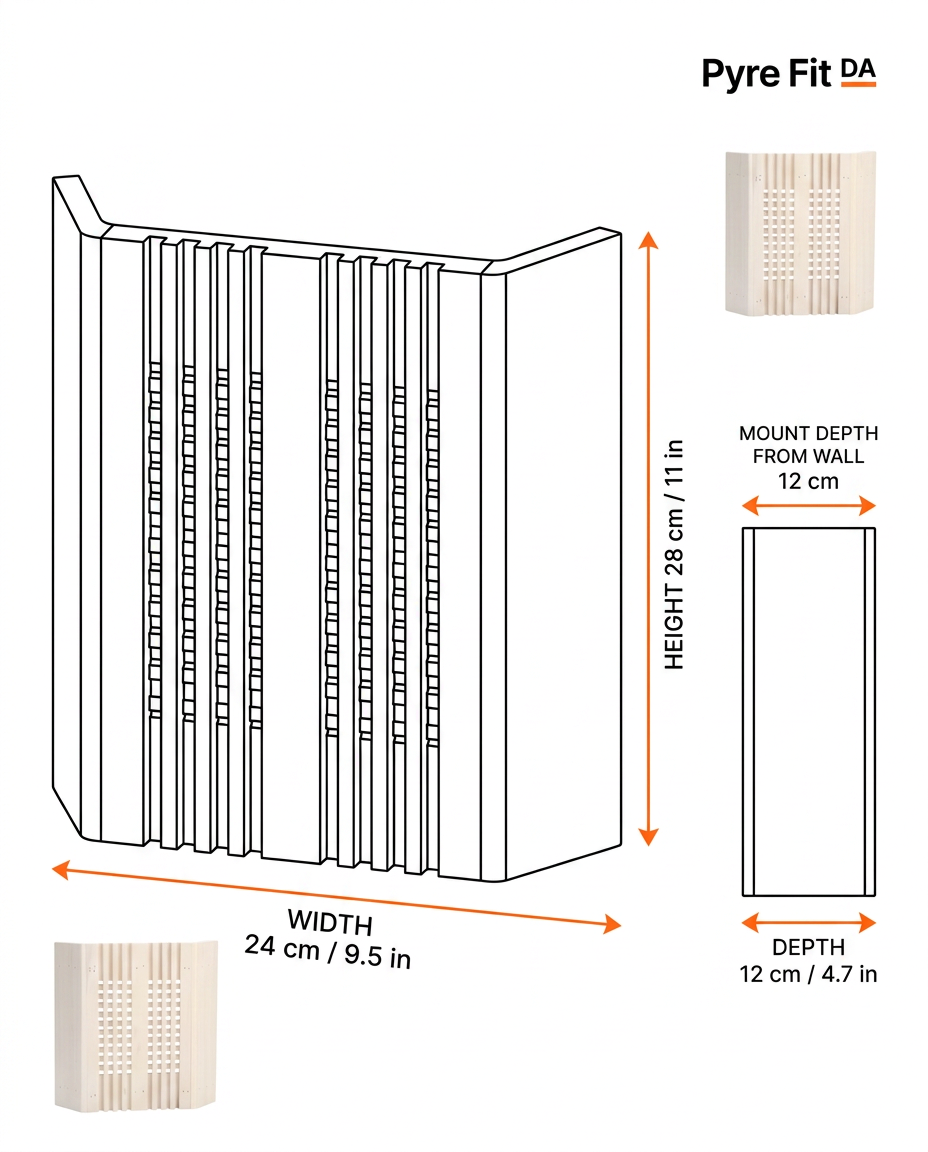 Dimension diagram of the sauna light cover width, height and depth