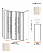 Dimension diagram of the sauna light cover width, height and depth