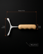 Size guide: 7.1 in long, 2.75 in fork, 1.2 in handle, 180g fascia tool