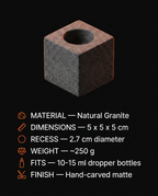 Specifications sheet for the natural granite essential oil holder