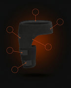 Tech specs infographic with feature callouts around the hip support wrap