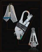 Tech specs view of the halter, pulley system and door bracket components