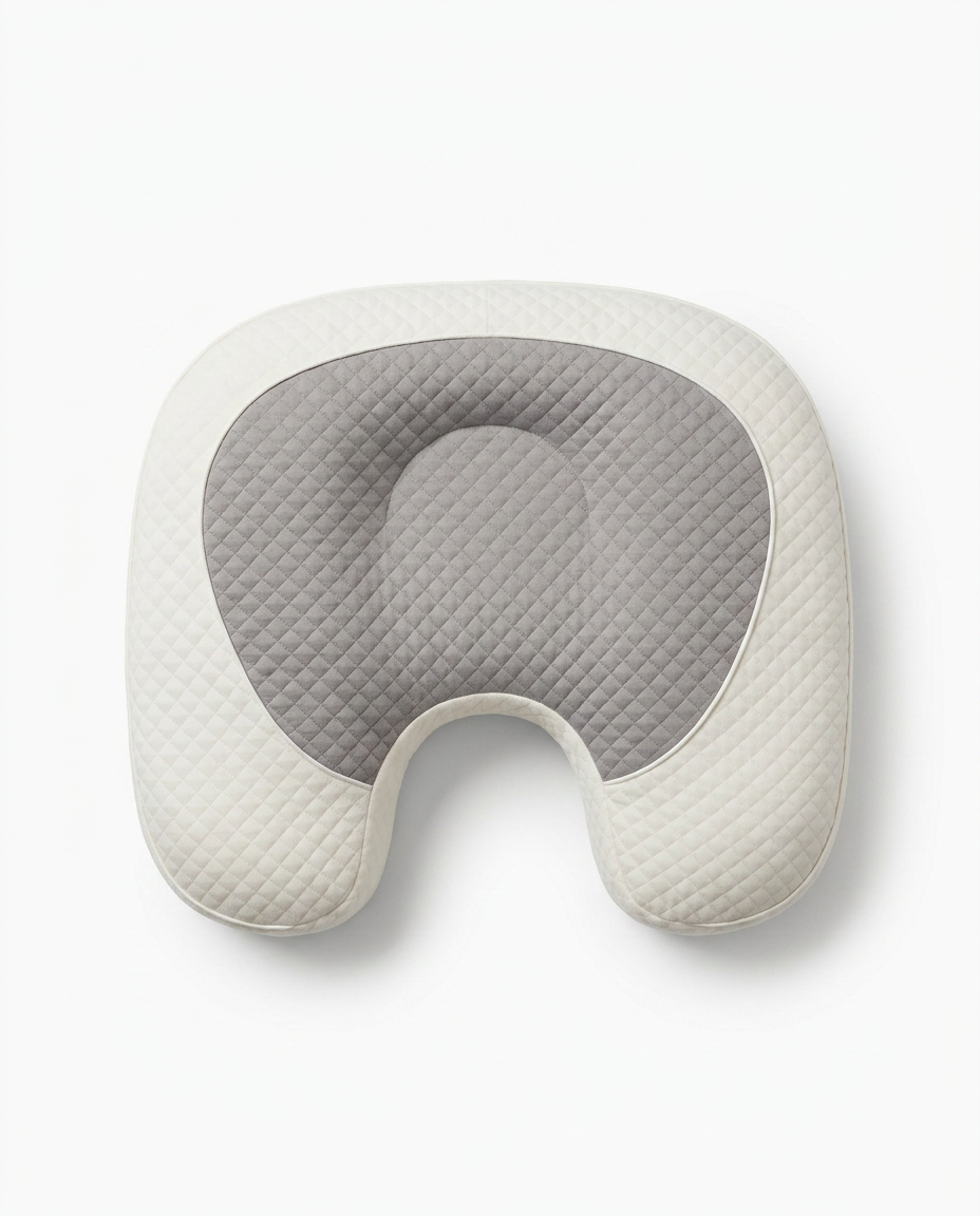 Top-down view of the U-shaped shoulder cutout silhouette and grey mesh center